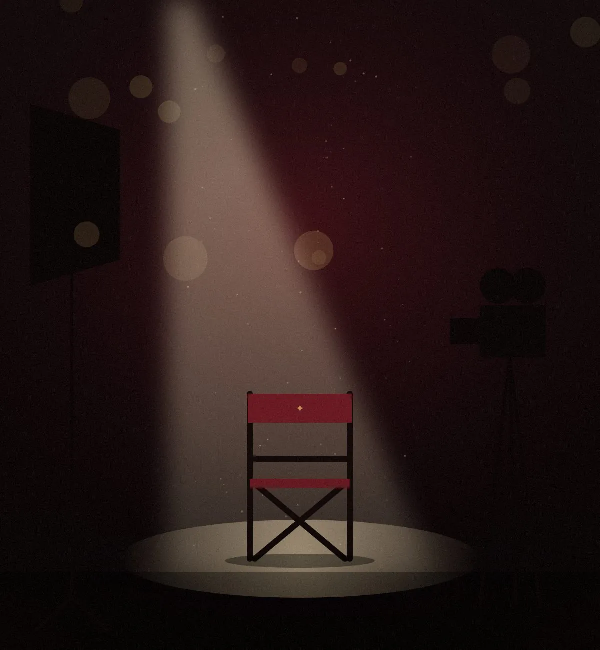 On-set production still, lighting rig and crew silhouettes